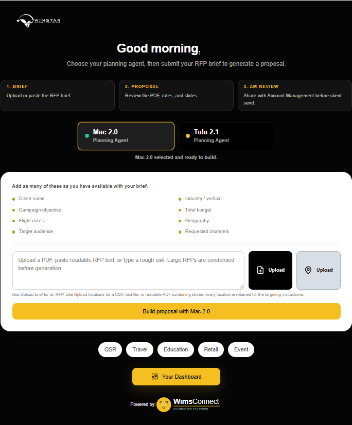 WimsConnect front page screenshot
